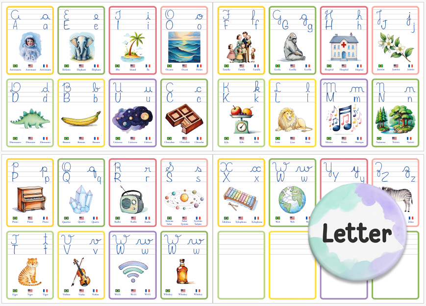 Flashcards Trilingual A–Z (Letter)